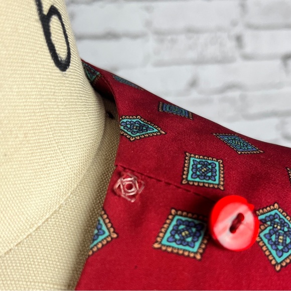 Talbots | Vintage petite red print design long sleeve dress size 12P - Picture 7 of 13